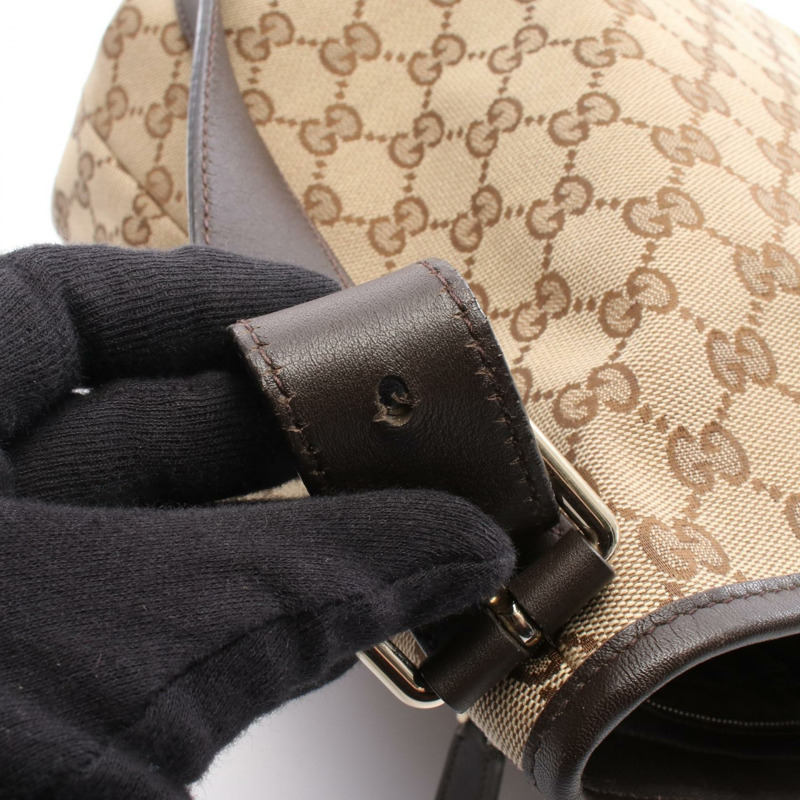 GUCCI 斜背包 388930 GG帆布皮革 米棕色 二手 女士-4