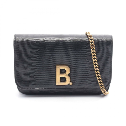 BALENCIAGA B. Dot 鏈條單肩斜背包 593615 黑色皮革 二手 女士