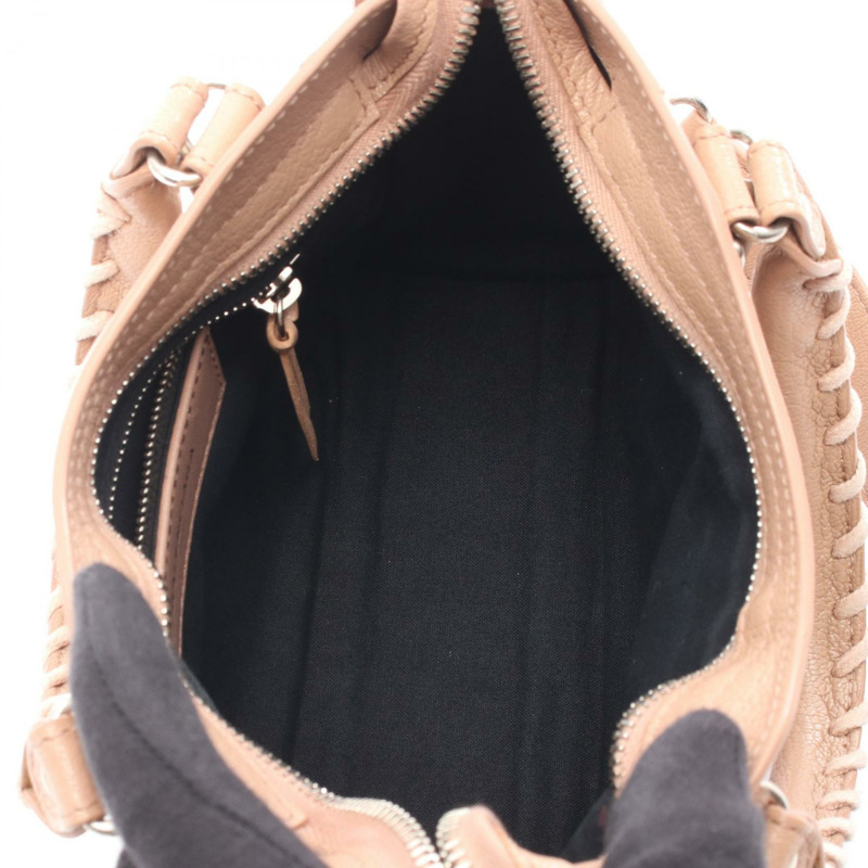 BALENCIAGA 經典金屬邊迷你城市單肩手提包，粉紅色皮革，二手-2