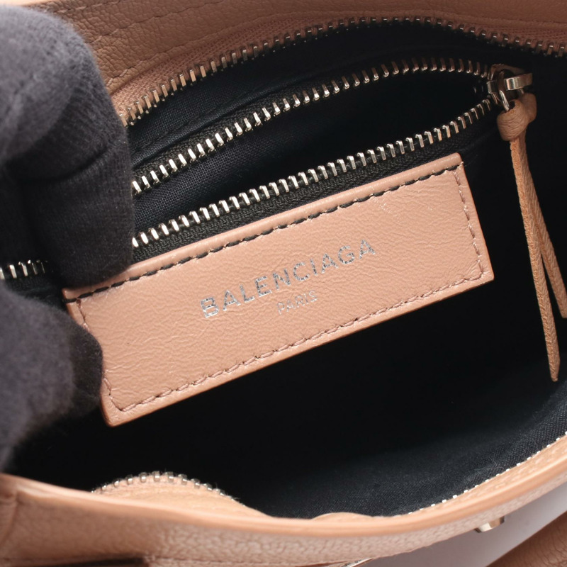 BALENCIAGA 經典金屬邊迷你城市單肩手提包，粉紅色皮革，二手-3