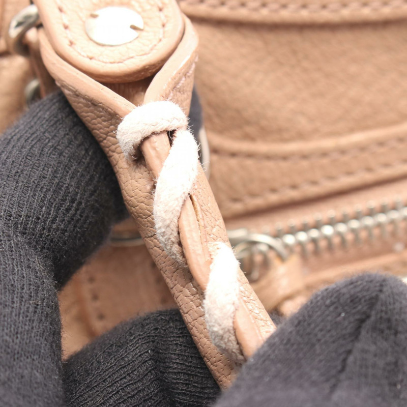 BALENCIAGA 經典金屬邊迷你城市單肩手提包，粉紅色皮革，二手-4