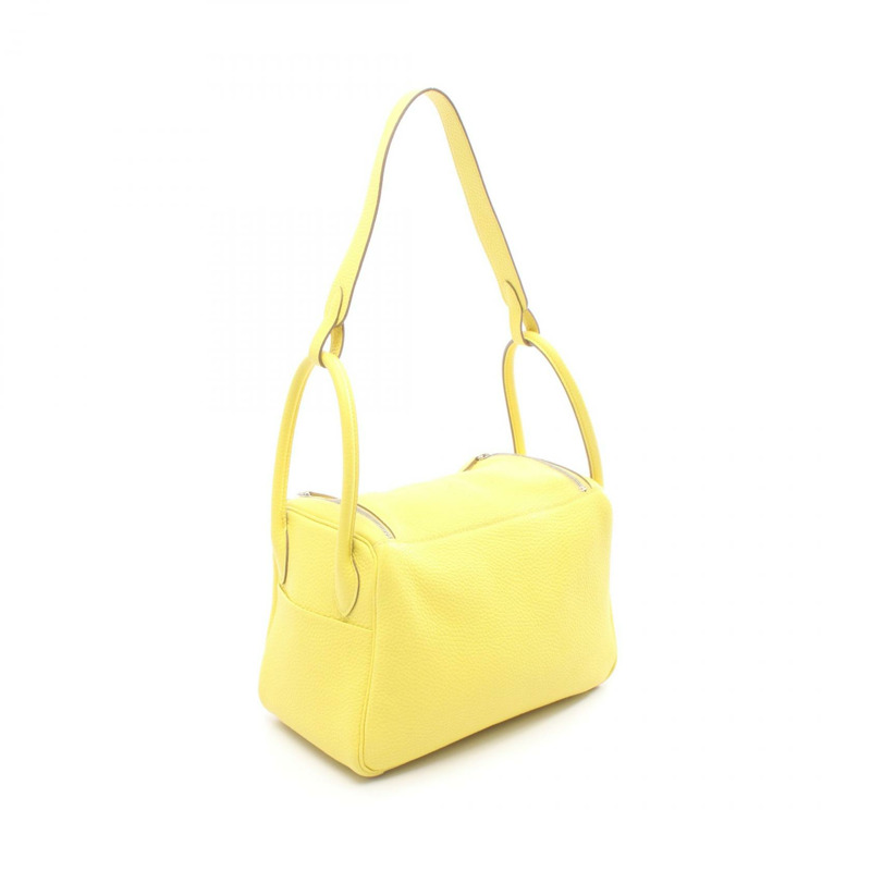 愛馬仕 Lindy 26 單肩手提包 Y Clemence 皮革 黃色檸檬黃 SHW 二手 女士-1