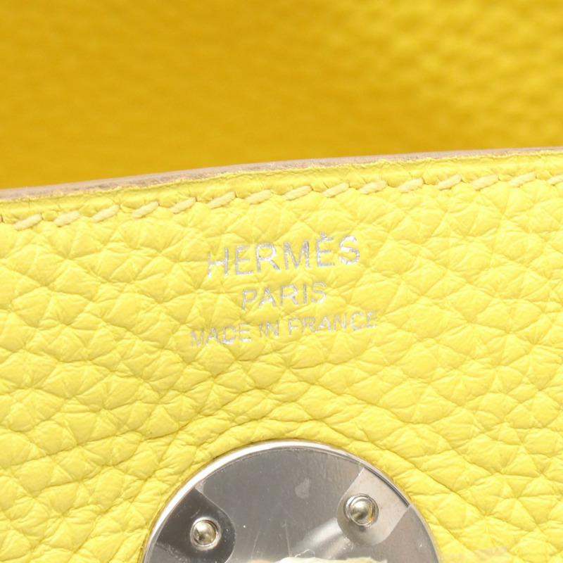 愛馬仕 Lindy 26 單肩手提包 Y Clemence 皮革 黃色檸檬黃 SHW 二手 女士-3