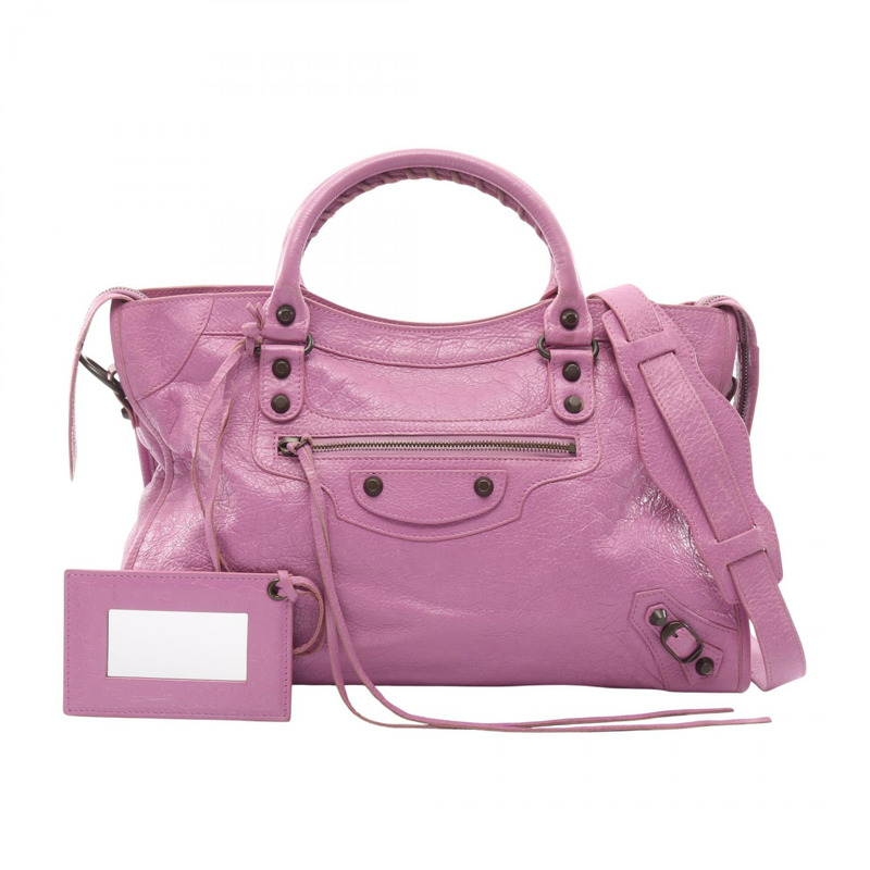 BALENCIAGA 城市系列單肩手提包 115748 皮革 紫色 二手 女士-0