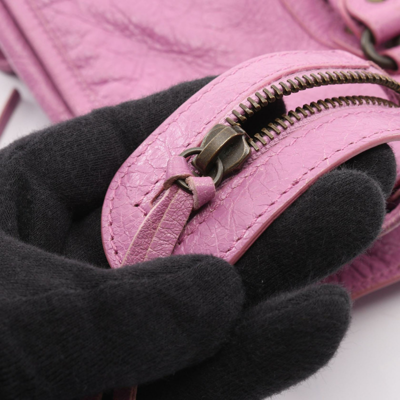 BALENCIAGA 城市系列單肩手提包 115748 皮革 紫色 二手 女士-10