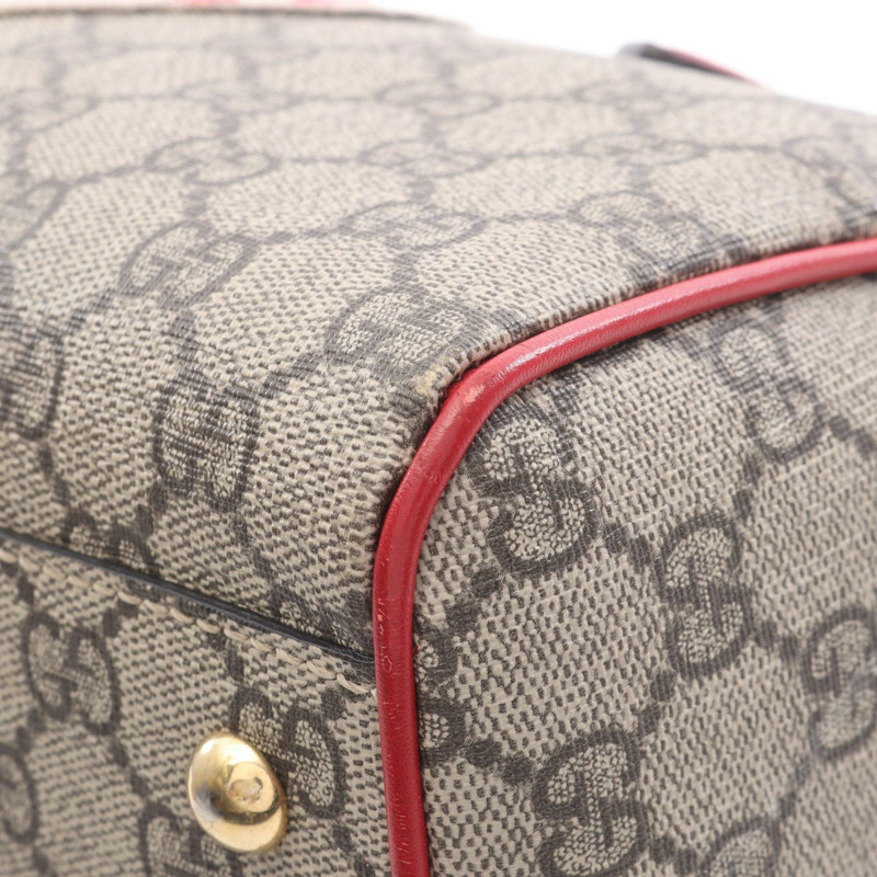 GUCCI GG Supreme 肩背斜背包 409529 帆布皮革 米色 紅色 二手-4