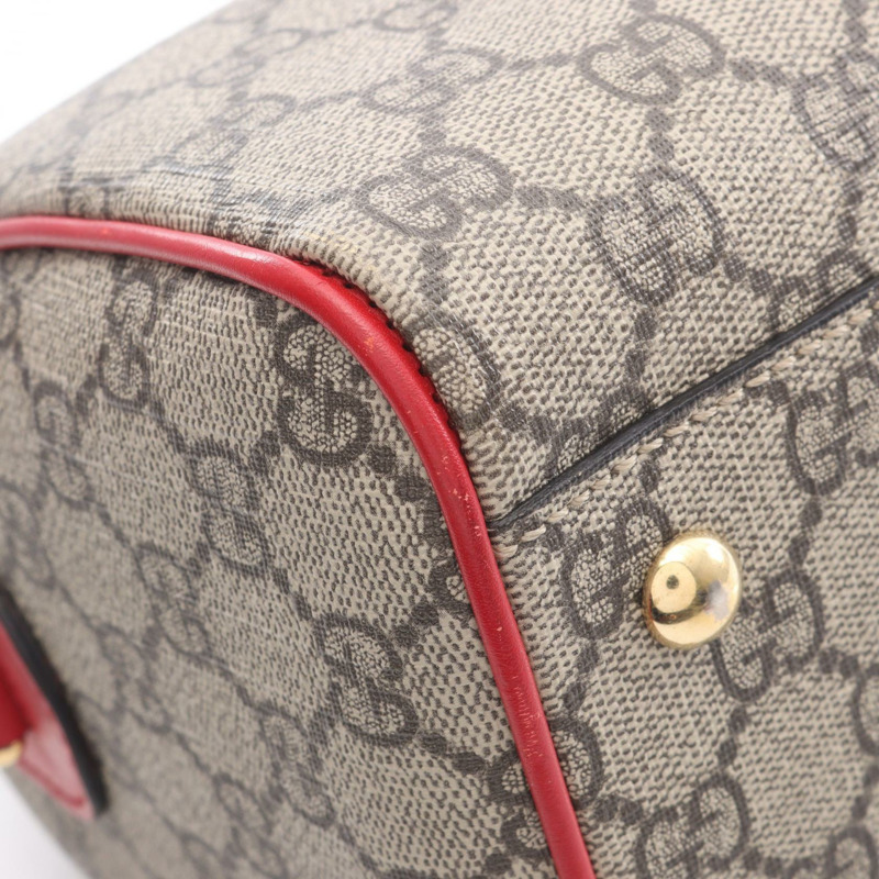 GUCCI GG Supreme 肩背斜背包 409529 帆布皮革 米色 紅色 二手-5