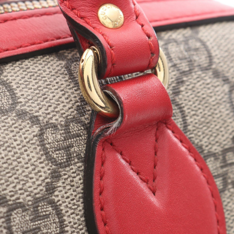 GUCCI GG Supreme 肩背斜背包 409529 帆布皮革 米色 紅色 二手-10