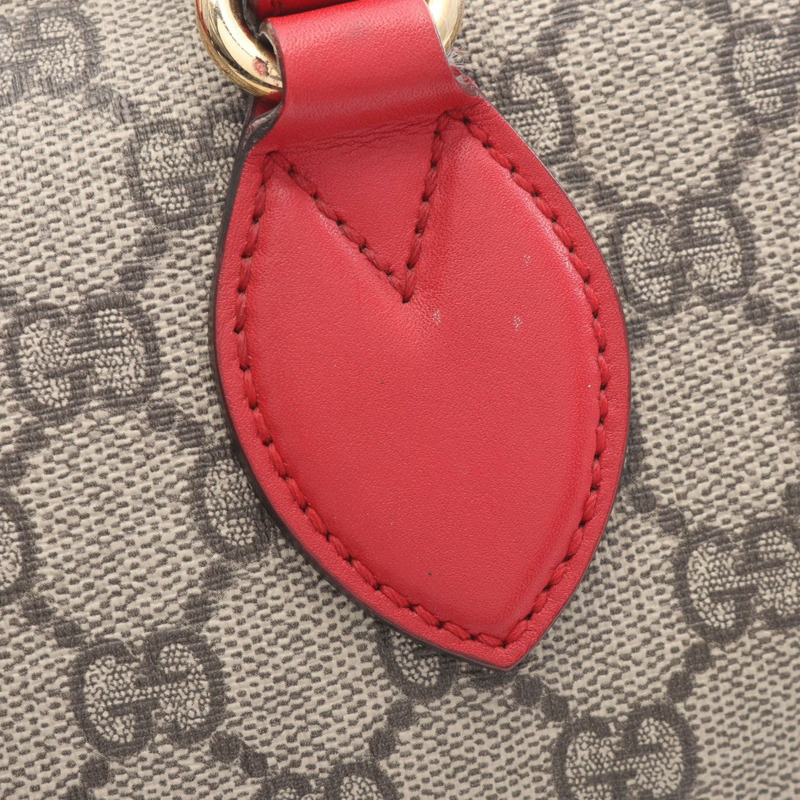 GUCCI GG Supreme 肩背斜背包 409529 帆布皮革 米色 紅色 二手-12