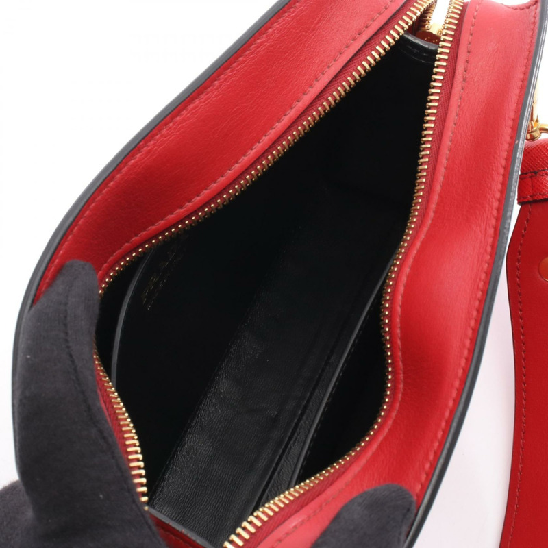 PRADA SAFFIANO CITY C 肩挎斜背包，紅色皮革，二手女款-2