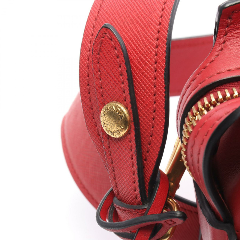 PRADA SAFFIANO CITY C 肩挎斜背包，紅色皮革，二手女款-6