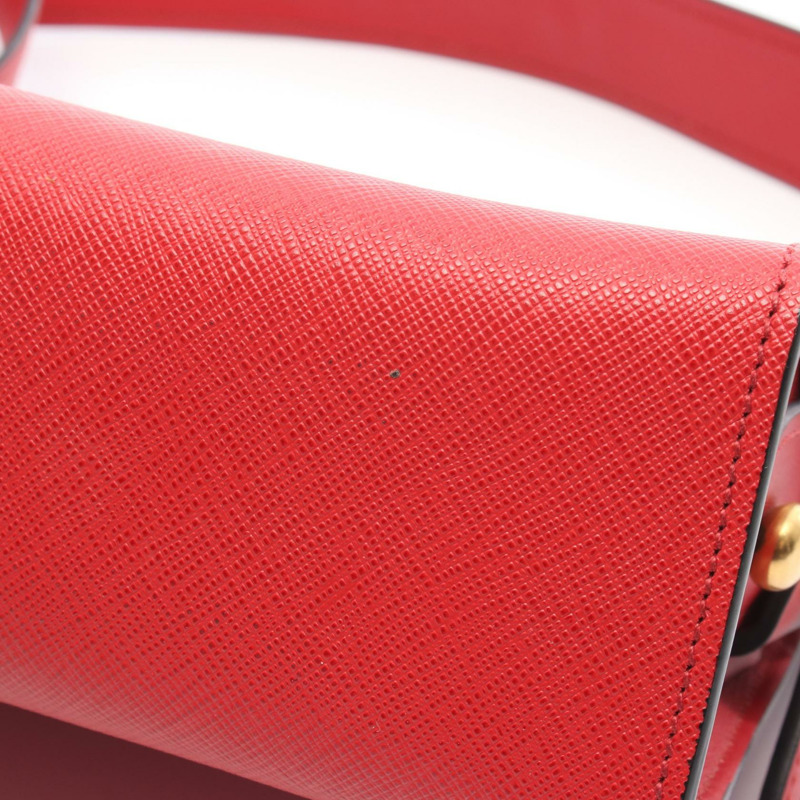 PRADA SAFFIANO CITY C 肩挎斜背包，紅色皮革，二手女款-8