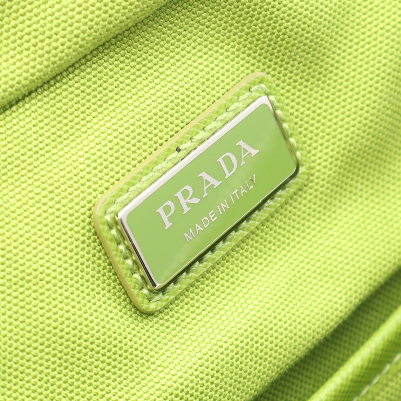 PRADA 三角形 logo 單肩斜背包 2VH147 帆布 綠色 二手 女款-3