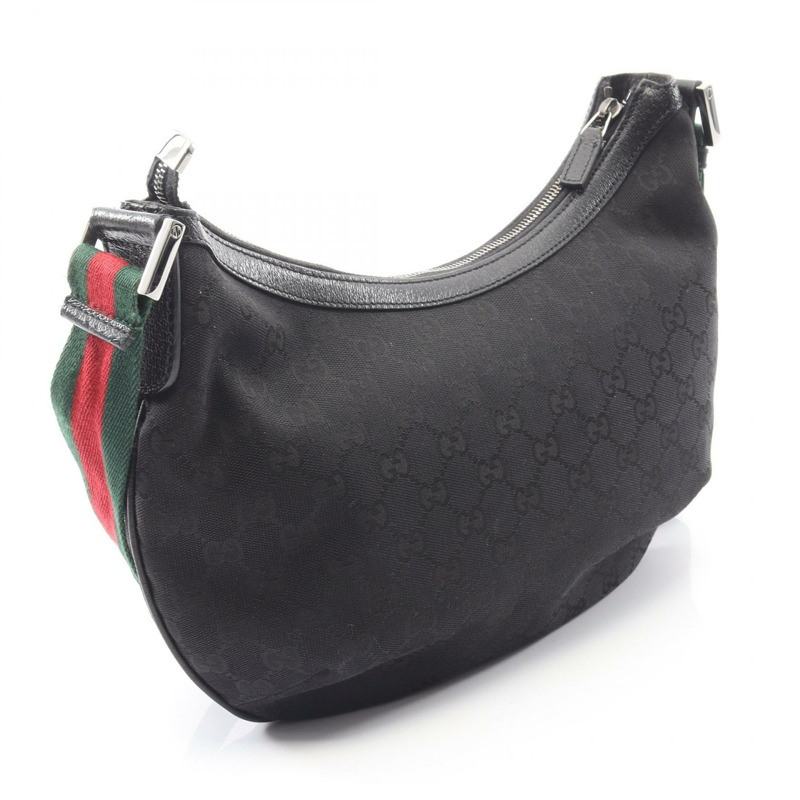 GUCCI Sherry系列單肩斜背包 181092 GG帆布皮革 黑色 二手-1