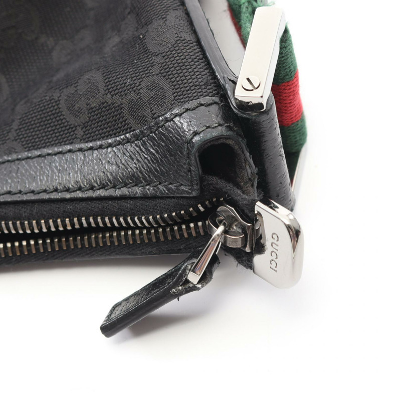 GUCCI Sherry系列單肩斜背包 181092 GG帆布皮革 黑色 二手-5