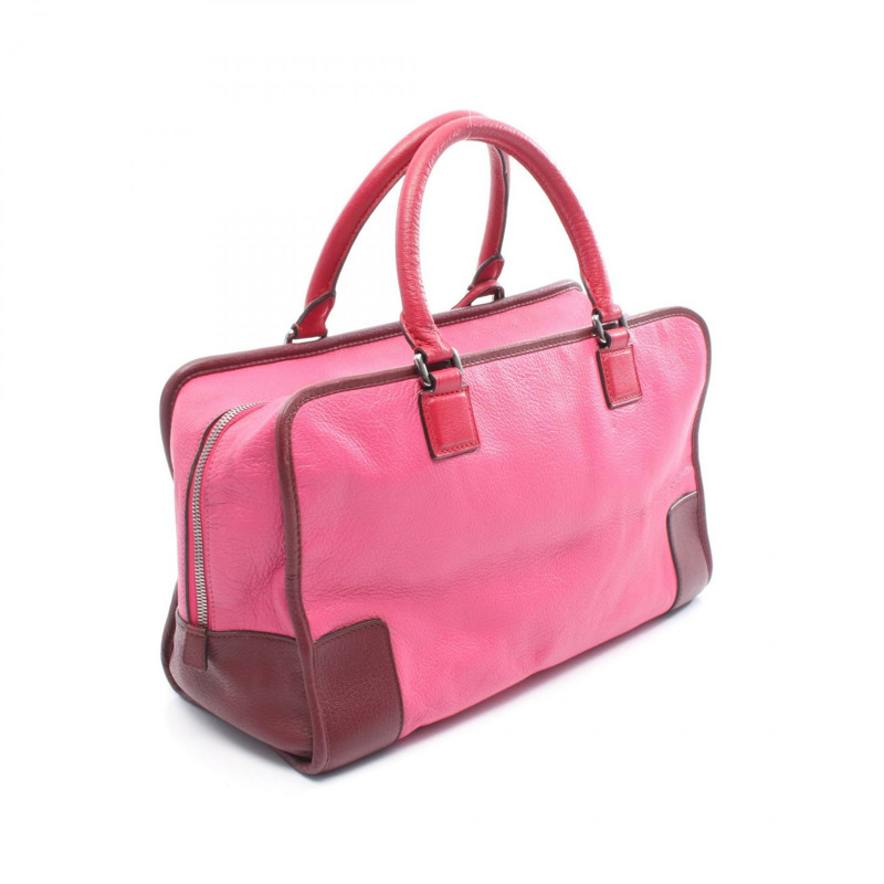 LOEWE Amazona 36 手提包 皮革 粉紅色 波爾多紅 洋紅色 二手 女士-1