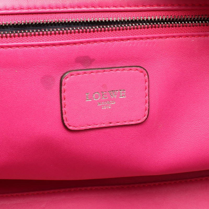 LOEWE Amazona 36 手提包 皮革 粉紅色 波爾多紅 洋紅色 二手 女士-3