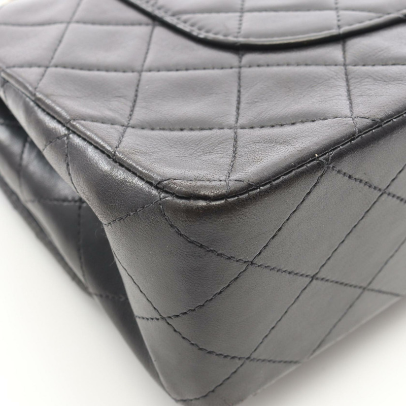 香奈兒 (CHANEL) Matelasse W 翻蓋鏈條單肩包，羊皮材質，黑色，二手，女士款，金色五金-7