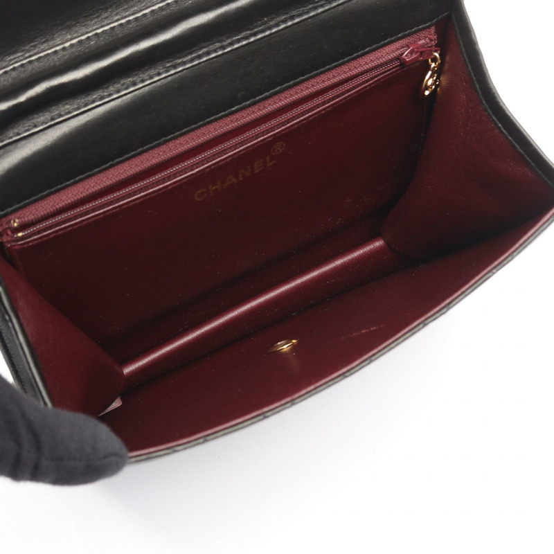 香奈兒 (CHANEL) Matelasse 單翻蓋鏈條肩背包，羊皮材質，黑色，二手，女士款，金色五金-2