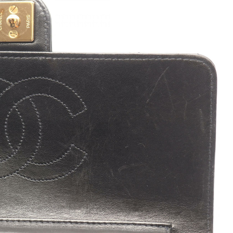 香奈兒 (CHANEL) Matelasse 單翻蓋鏈條肩背包，羊皮材質，黑色，二手，女士款，金色五金-5