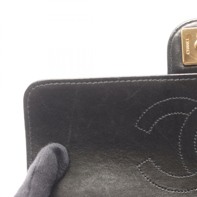 香奈兒 (CHANEL) Matelasse 單翻蓋鏈條肩背包，羊皮材質，黑色，二手，女士款，金色五金-6