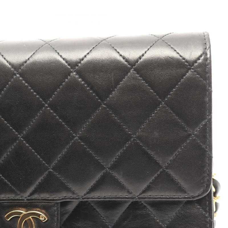 香奈兒 (CHANEL) Matelasse 單翻蓋鏈條肩背包，羊皮材質，黑色，二手，女士款，金色五金-7