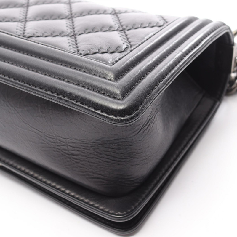 香奈兒 Boy Chanel 鏈條肩背包，羊皮材質，黑色，SHW，二手，女士 CC-7