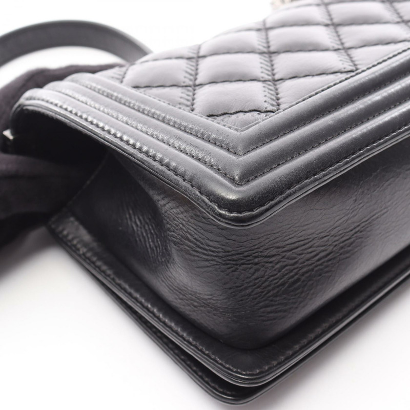 香奈兒 Boy Chanel 鏈條肩背包，羊皮材質，黑色，SHW，二手，女士 CC-8