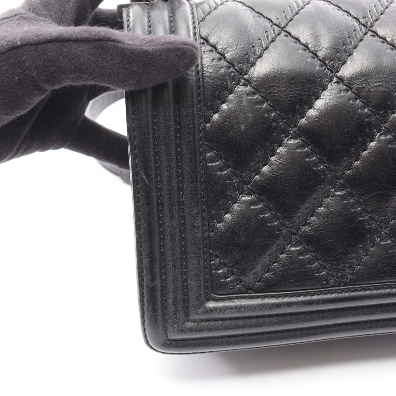 香奈兒 Boy Chanel 鏈條肩背包，羊皮材質，黑色，SHW，二手，女士 CC-10