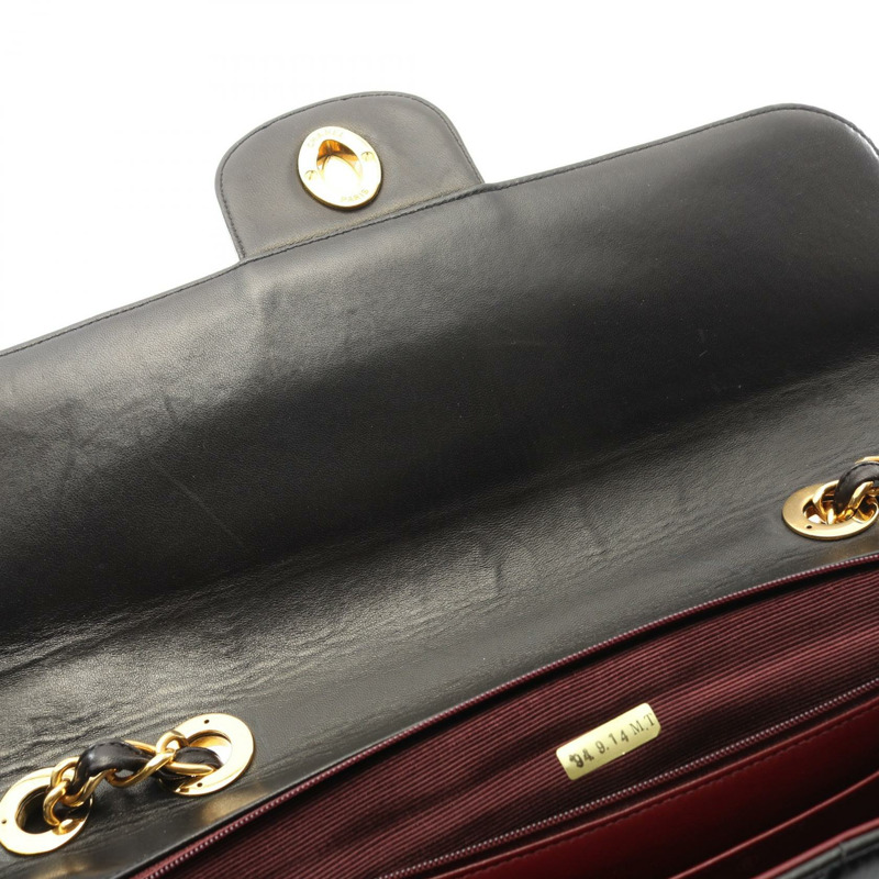 香奈兒 (CHANEL) 人字紋 V 字縫線鏈條單肩手提包，羊皮材質，黑色，金色五金，二手女款-6