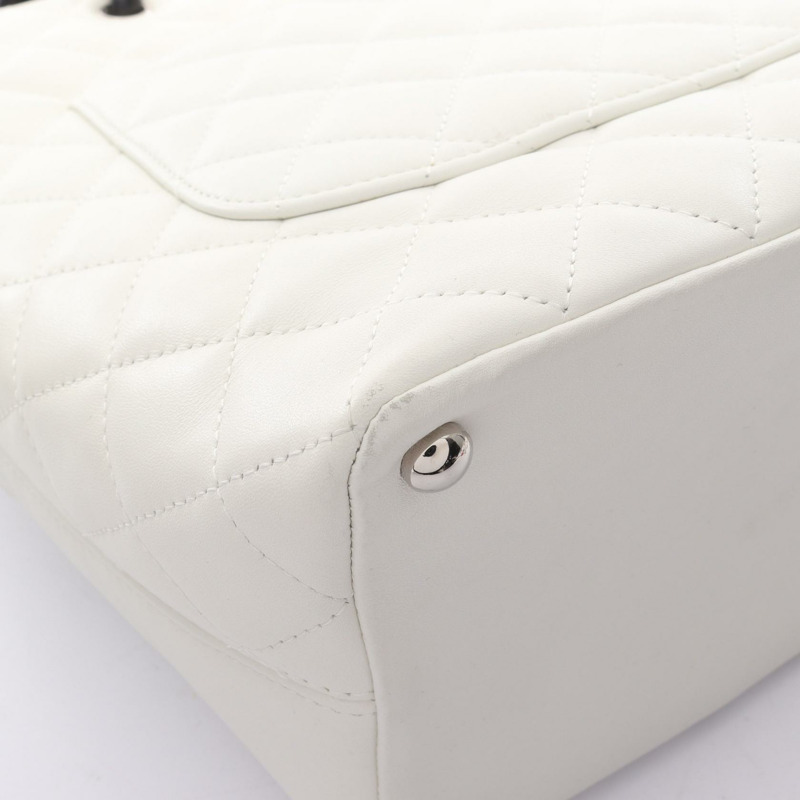 香奈兒 Cambon 系列中型手提包，異國皮革，白色多色，二手女款-9