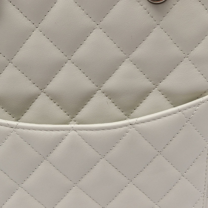 香奈兒 Cambon 系列中型手提包，異國皮革，白色多色，二手女款-11