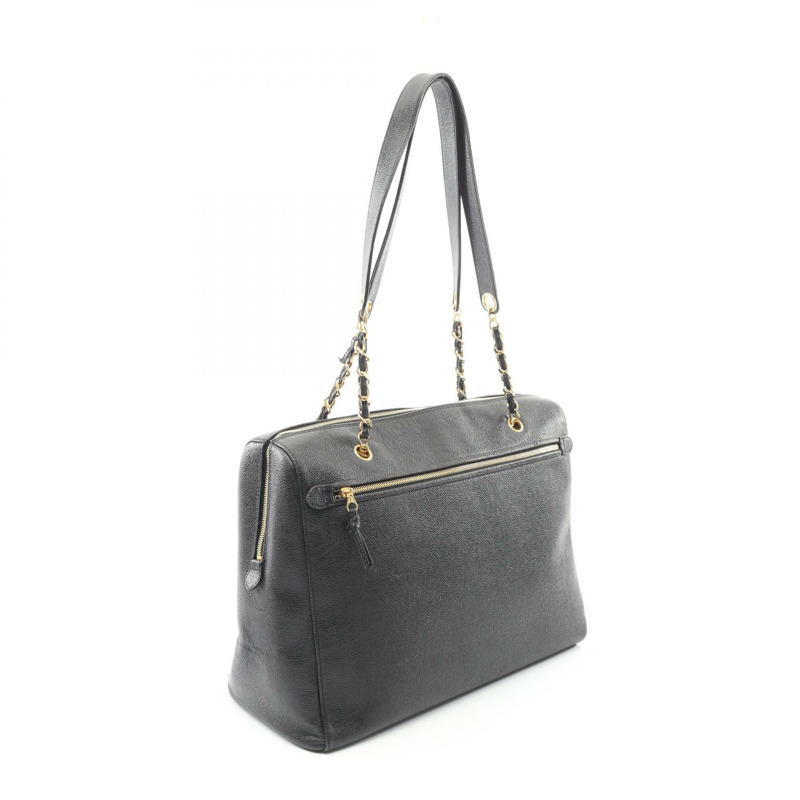 香奈兒 COCO 標誌鏈單背包，粒面小牛皮，黑色，金色五金，二手 CC-1