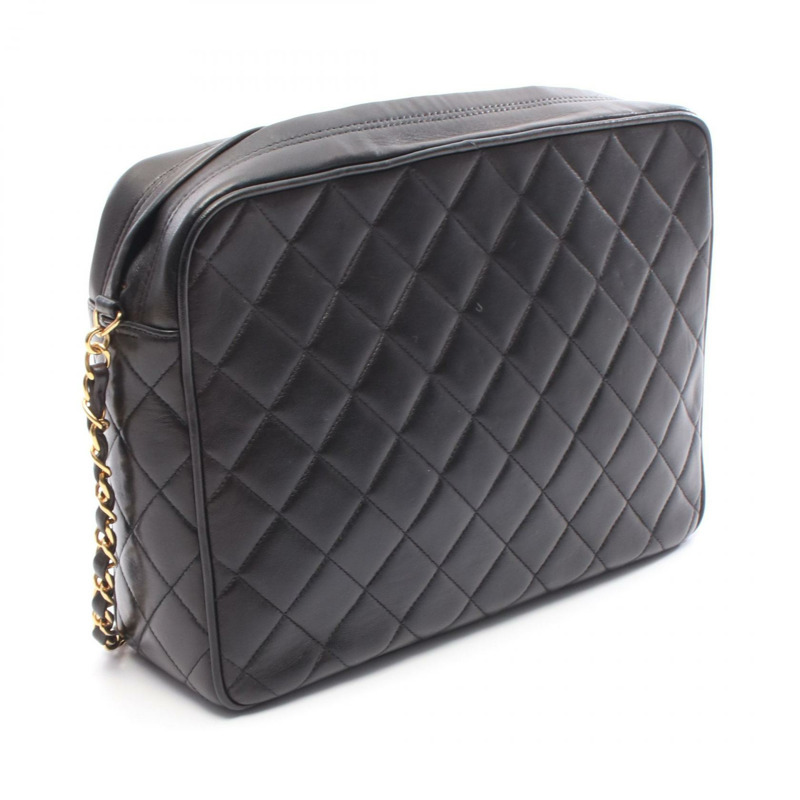 香奈兒 (CHANEL) 鏈條肩挎包，羊皮材質，黑色，金色五金，二手，女士 CC-1