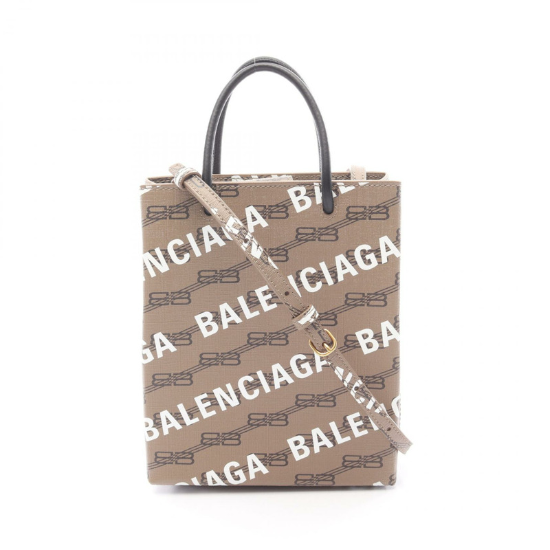 BALENCIAGA BB Monogram 2Way 單肩手提包 帆布 皮革 灰色 白色 黑色-0