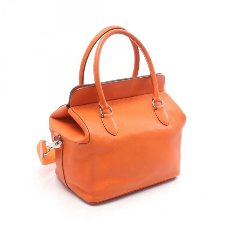 Eamas Toolbox 26 單肩包，T Evercolor 皮革，橙色罌粟花圖案，二手，帶五金配件-1