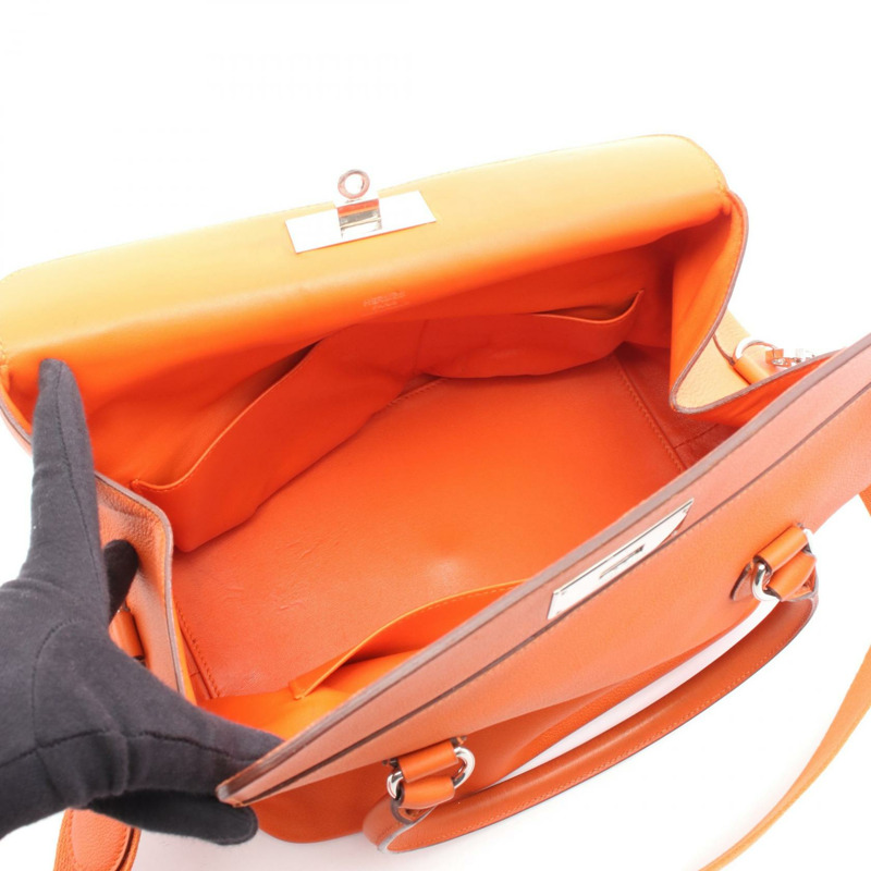 Eamas Toolbox 26 單肩包，T Evercolor 皮革，橙色罌粟花圖案，二手，帶五金配件-2