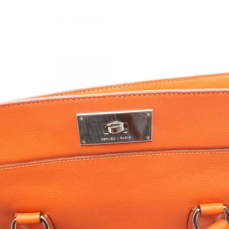 Eamas Toolbox 26 單肩包，T Evercolor 皮革，橙色罌粟花圖案，二手，帶五金配件-7