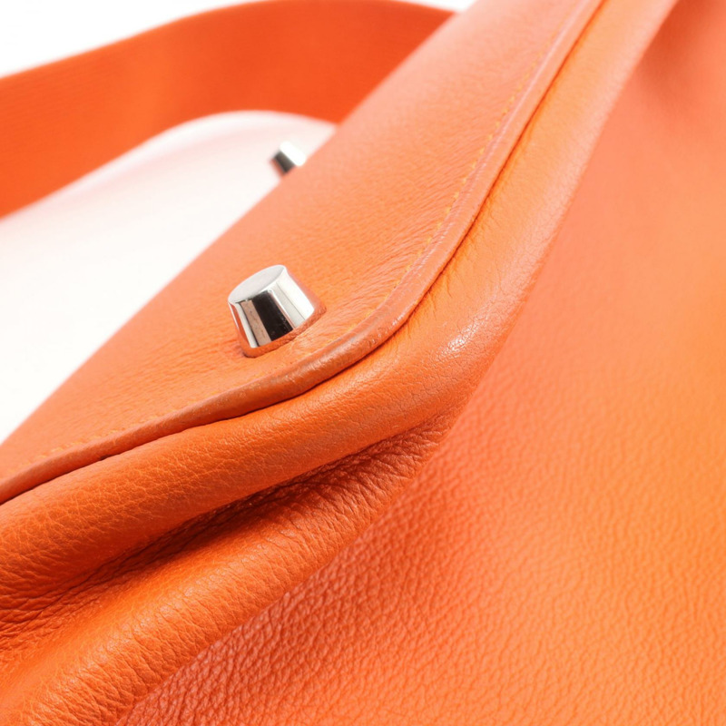 Eamas Toolbox 26 單肩包，T Evercolor 皮革，橙色罌粟花圖案，二手，帶五金配件-10