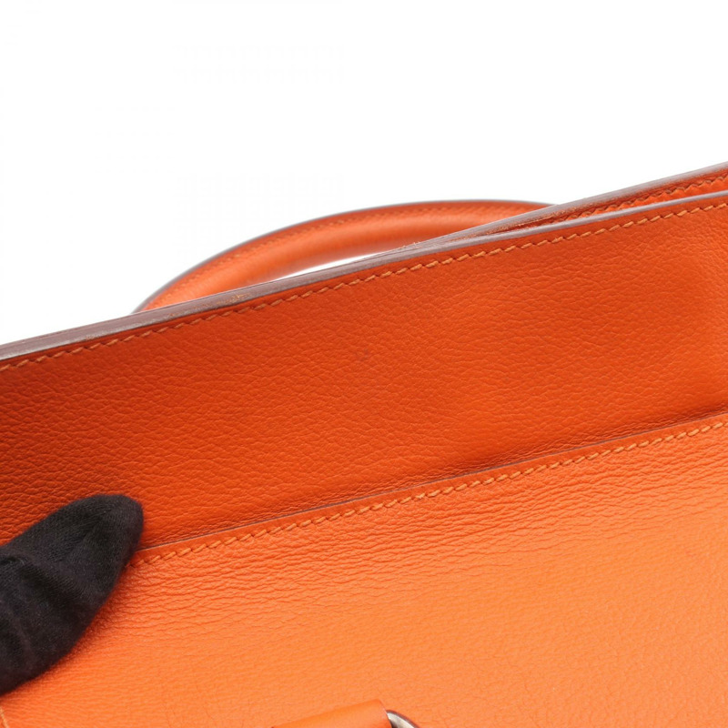 Eamas Toolbox 26 單肩包，T Evercolor 皮革，橙色罌粟花圖案，二手，帶五金配件-11