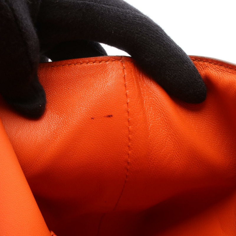 Eamas Toolbox 26 單肩包，T Evercolor 皮革，橙色罌粟花圖案，二手，帶五金配件-12