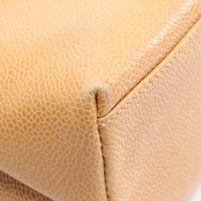 香奈兒 COCO 標誌手提單肩包，棕色粒面小牛皮，金色五金，二手 CC-6