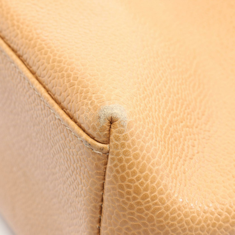 香奈兒 COCO 標誌手提單肩包，棕色粒面小牛皮，金色五金，二手 CC-7