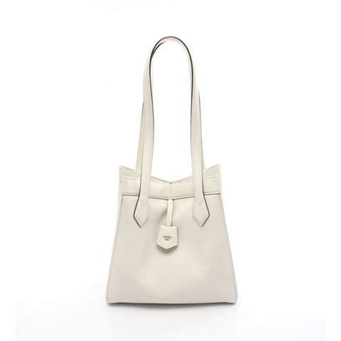 FENDI ORIGAMI 中型托特單肩包 8BH414 白色皮革 二手 女士