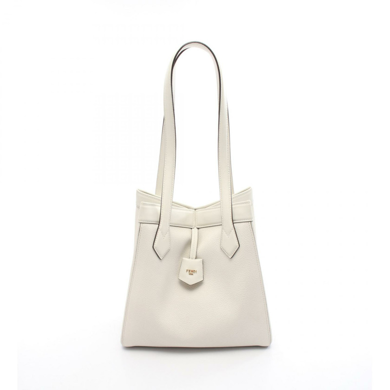 FENDI ORIGAMI 中型托特單肩包 8BH414 白色皮革 二手 女士-0