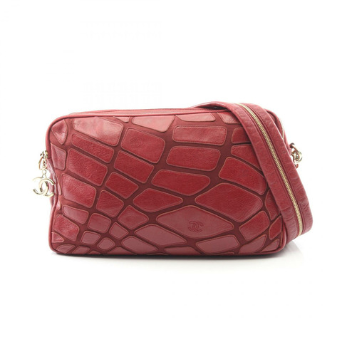 香奈兒 COCO 標誌單肩斜背包，羊皮帆布，波爾多紅，金色五金，二手