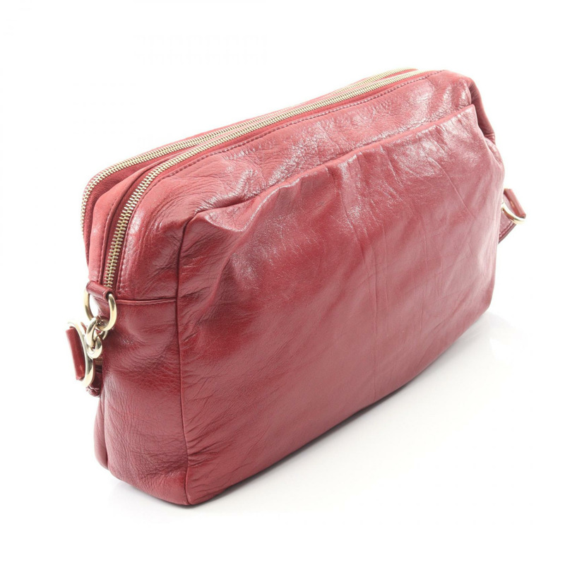 香奈兒 COCO 標誌單肩斜背包，羊皮帆布，波爾多紅，金色五金，二手-1