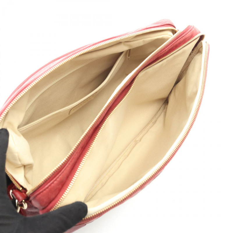 香奈兒 COCO 標誌單肩斜背包，羊皮帆布，波爾多紅，金色五金，二手-2