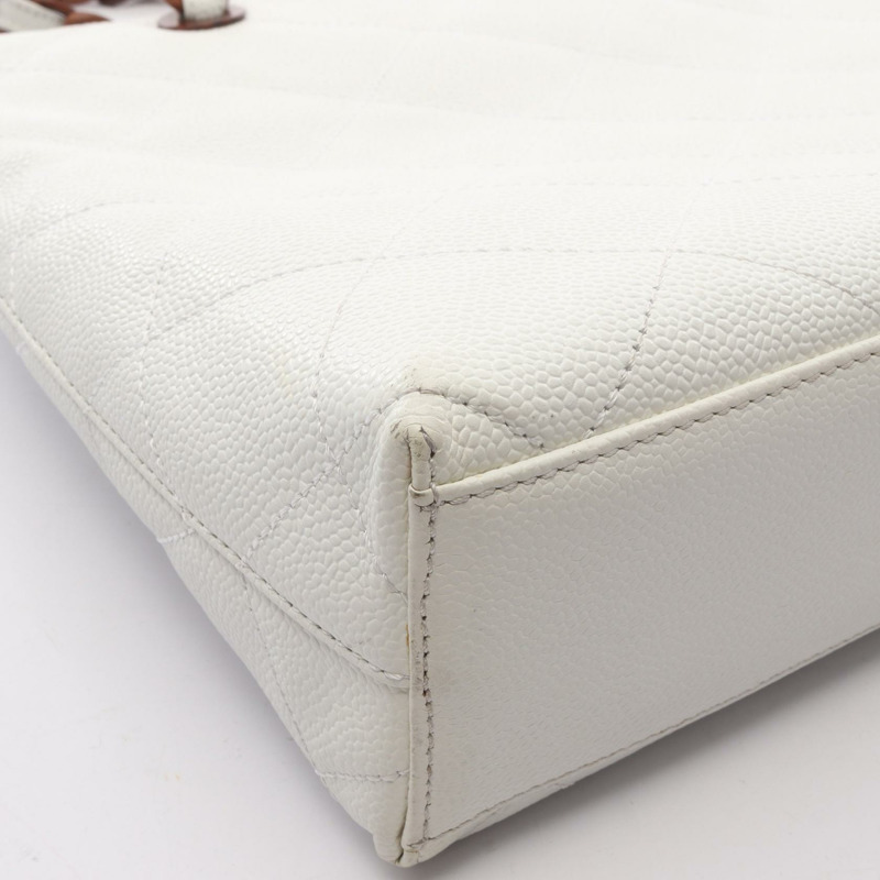 香奈兒 (CHANEL) 絎縫鏈條肩背包 白色皮革 GHW 二手 女士 CC-8