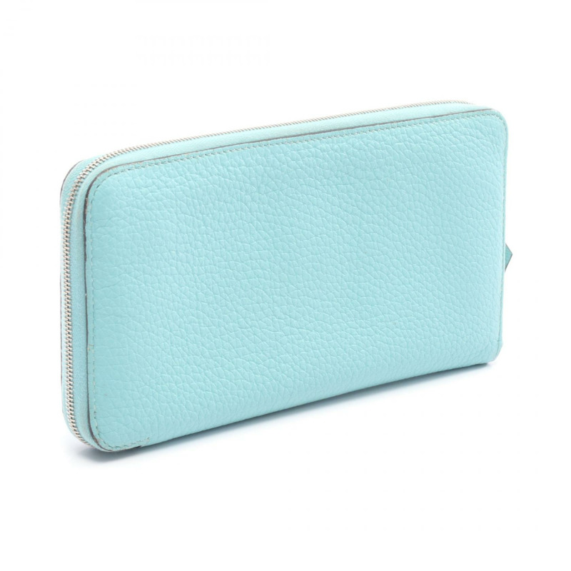 愛馬仕 Azap 長拉鍊錢包，Clemence 皮革，藍色環礁 SHW，二手-1